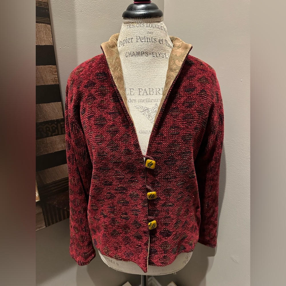 Susan Smith Artwear Chenille Patterned Jacket w/Jacquard Accents - VERY UNIQUE!! - Picture 6 of 13